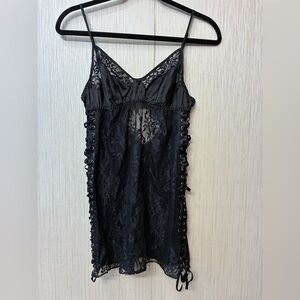 Victoria’s Secret Lingerie Slip Chemise Womens Sz M Black Grunge Goth Babydoll